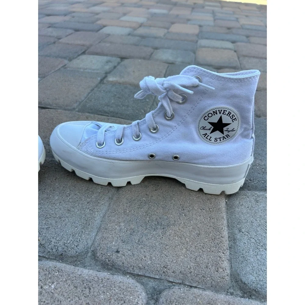 Converse Womens Chuck Taylor All Star Lugged High Top 6.5 White Platform 565902C - Picture 6 of 8